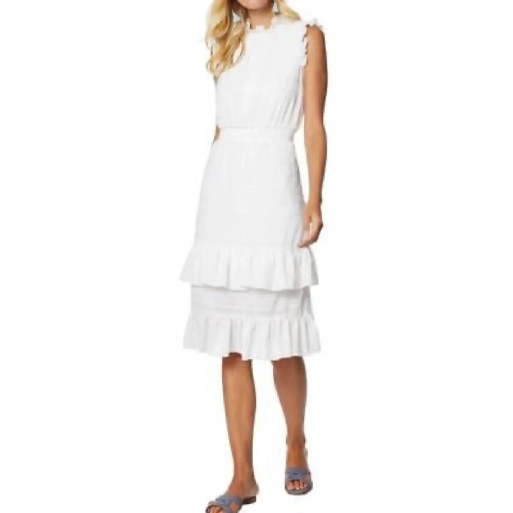 Avec Le Filles Tonal Tiered Striped Ruffle Knee-Length Sleeveless Dress Size 4 - Picture 2 of 12